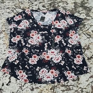 NWT Torrid Navy floral short sleeve shirt sz 12